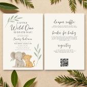 All in One QR Code Wild One Safari Baby Shower 招待状