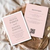 All in One Romantic Blush Pink QR Code Wedding 招待状