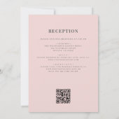 All in One Romantic Blush Pink QR Code Wedding 招待状 (裏面)