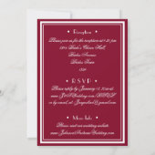 All In One RSVP Burgundy Red White Script Wedding 招待状 (裏面)