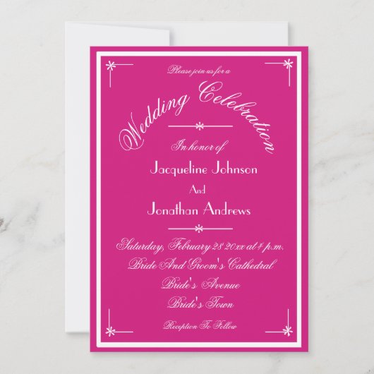 All In One RSVP Email Website Chic Magenta 結婚's 招待状 (正面)