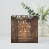 All In One Rustic Barn Wood String Lights Wedding 招待状 (スタンド正面)