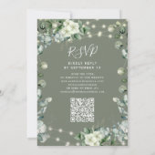 All in one rustic lights RSVP sage green wedding 招待状 (裏面)