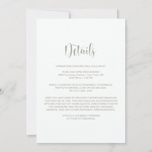 All in One Rustic Pink and Orange Floral Wedding 招待状 (裏面)