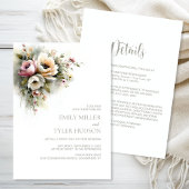 All in One Rustic Pink and Orange Floral Wedding 招待状