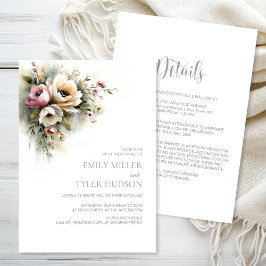 All in One Rustic Pink and Orange Floral Wedding 招待状