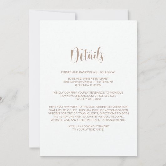 All in One Rustic Pink and White Floral Wedding 招待状 (裏面)