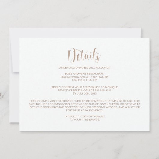 All in One Rustic Pink Floral Wedding 招待状 (裏面)