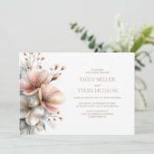 All in One Rustic Pink Floral Wedding 招待状 (スタンド正面)