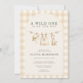 All in One Safari Wild One Baby Shower 招待状 (正面)