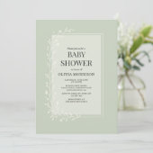 All in One Sage Green Botanical Floral Baby Shower 招待状 (スタンド正面)
