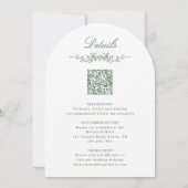 All in One Sage Green Floral Garden Wedding Arch 招待状 (裏面)