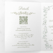 All in One Sage Green French Floral w QR Wedding 三つ折り招待状 (内部最初)
