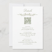 All in One Sage Green French Floral w QR Wedding 招待状 (裏面)