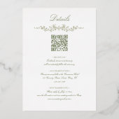 All in One Sage Green French Floral w QR Wedding 箔招待状 (裏面)