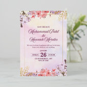 All in One Sage Green French Floral Wedding Invita 箔招待状 (立ち正面)