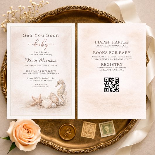 All in One Sea You Soon Baby Shower 招待状