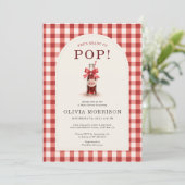 All in One She's Ready to Pop Gingham Baby Shower 招待状 (スタンド正面)