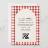 All in One She's Ready to Pop Gingham Baby Shower 招待状 (裏面)