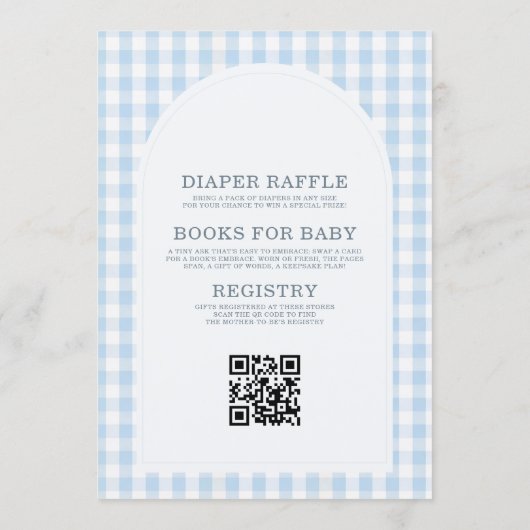 All in One Silly Goose Blue Gingham Baby Shower 招待状 (裏面)