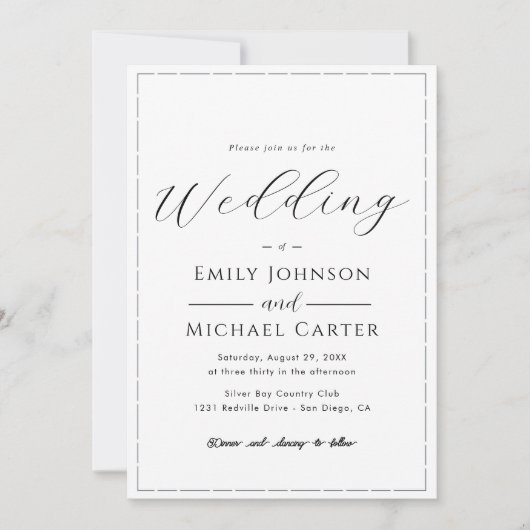 All-In-One Simple Classic Black & White Wedding In 招待状 (正面)