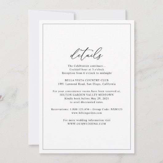 All-In-One Simple Classic Nuestra Boda Wedding 招待状 (裏面)