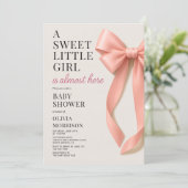 All in One Sweet Little Girl Bow Baby Shower 招待状 (スタンド正面)