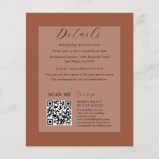 All-in-One Terracotta Photo Wedding Invitation (裏面)