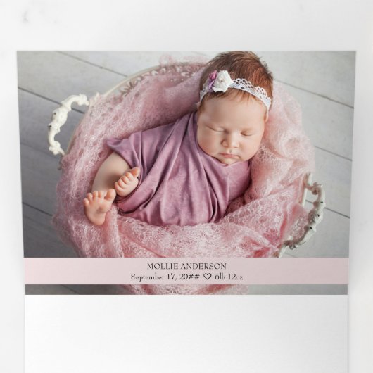 All In One Thank Youと誕生5女の子ベビー写真 三つ折り案内状 (内部最初)