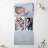 All In One Thank Youと誕生5 Boyベビー写真 三つ折り案内状 (内部)