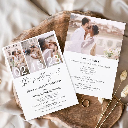 All In One The 結婚's Of Photo Minimalist エレガント 招待状