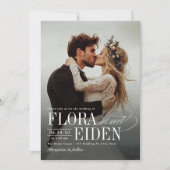 All in One Timeless Typography 3 photo Wedding 招待状 (正面)