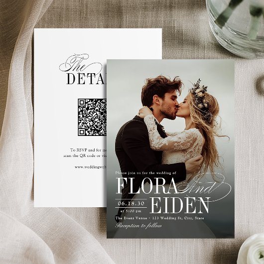All in One Timeless Typography 3 photo Wedding 招待状