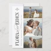 All in One Timeless Typography 3 photo Wedding 招待状 (正面)