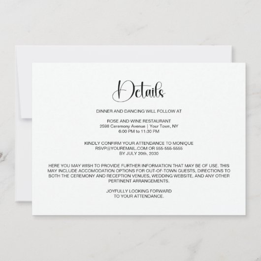 All in One Tropical Flowers Greenery Wedding 招待状 (裏面)