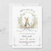 All in One Watercolor Bunny Rabbit Baby Shower 招待状 (正面)