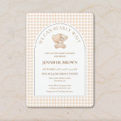 All in One We Can Bearly Wait Gingham Baby Shower 招待状