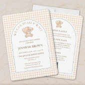 All in One We Can Bearly Wait Gingham Baby Shower 招待状