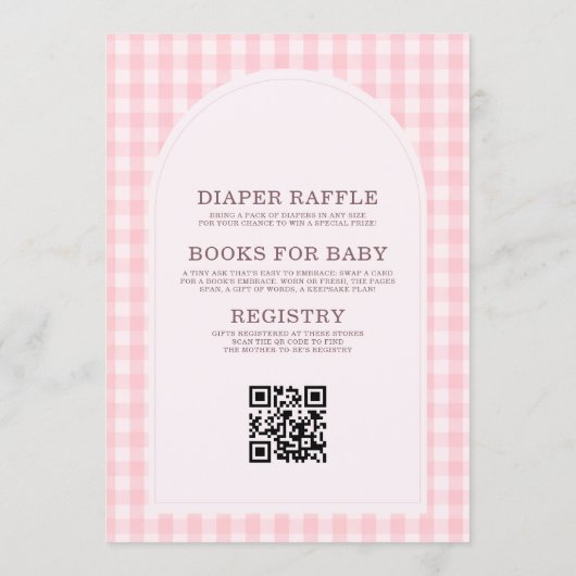 All in One We Can Bearly Wait Pink Gingham 招待状 (裏面)