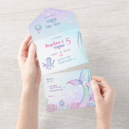 All in One Wedding Inviteテーマ航海のの誕生日 オールインワン招待状