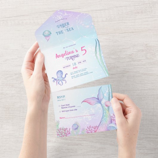 All in One Wedding Inviteテーマ航海のの誕生日 オールインワン招待状 (貼ってはがせる)