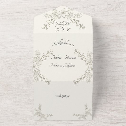 All in One Wedding Invite, template, personalized  オールインワン招待状 (外側)