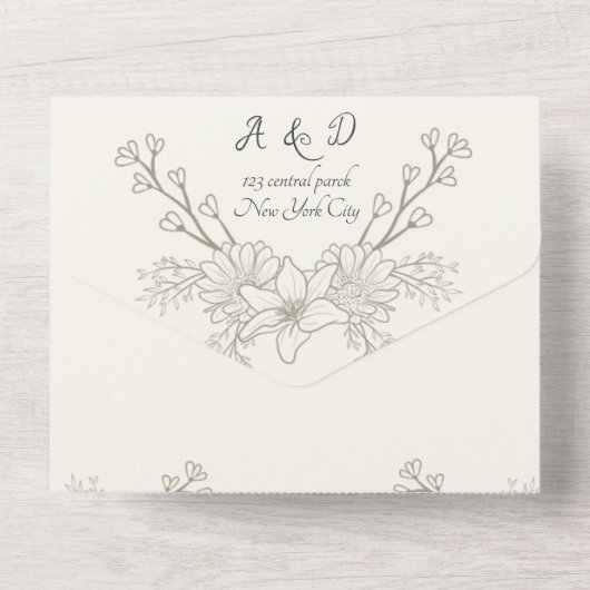 All in One Wedding Invite, template, personalized  オールインワン招待状 (裏面)