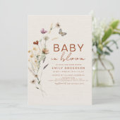 All in One Wildflower Baby in Bloom Faux Linen 招待状 (スタンド正面)