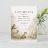 All in One Woodland Forest Animals Baby Shower 招待状 (スタンド正面)