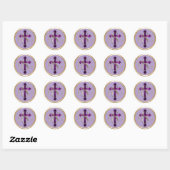 ALL INITIALS Gold 3 Monogram Purple Cross ラウンドシール (シート)
