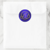 ALL INITIALS Gold Circle Monogram Royal Blue ラウンドシール (バッグ)