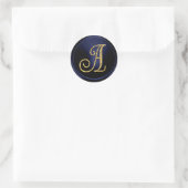 ALL INITIALS Gold  Monogram 3 Navy Blue ラウンドシール (バッグ)