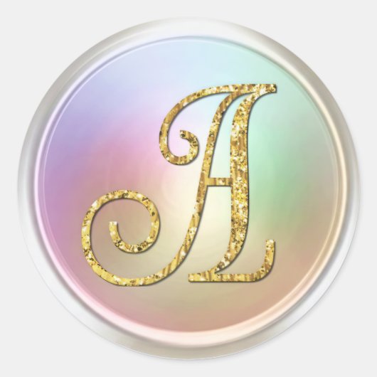 ALL INITIALS Gold Monogram 3 Pearly ラウンドシール (正面)