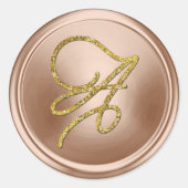 ALL INITIALS Gold Script Monogram Blush Pink ラウンドシール (正面)
